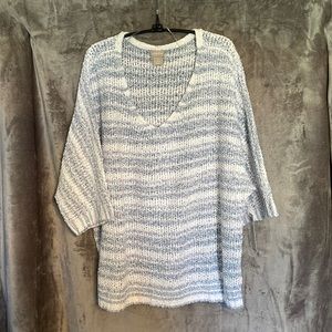 NWT Chico’s Size 3 (16) Pullover Sweater V-neck Tape Yarn Sweater 3/4 Sleeves